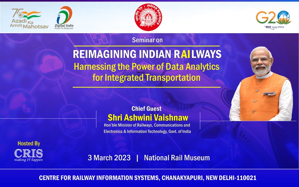 Mr. Ganesh Ramamoorthy, Managing Vice President, Gartner talking on Harnessing the power of Data & Analytics for Integrated Railways. He was talking on the occasion of seminar “Reimagining Indian Railways - Harnessing the Power of Data Analytics for Integrated Transportation.”