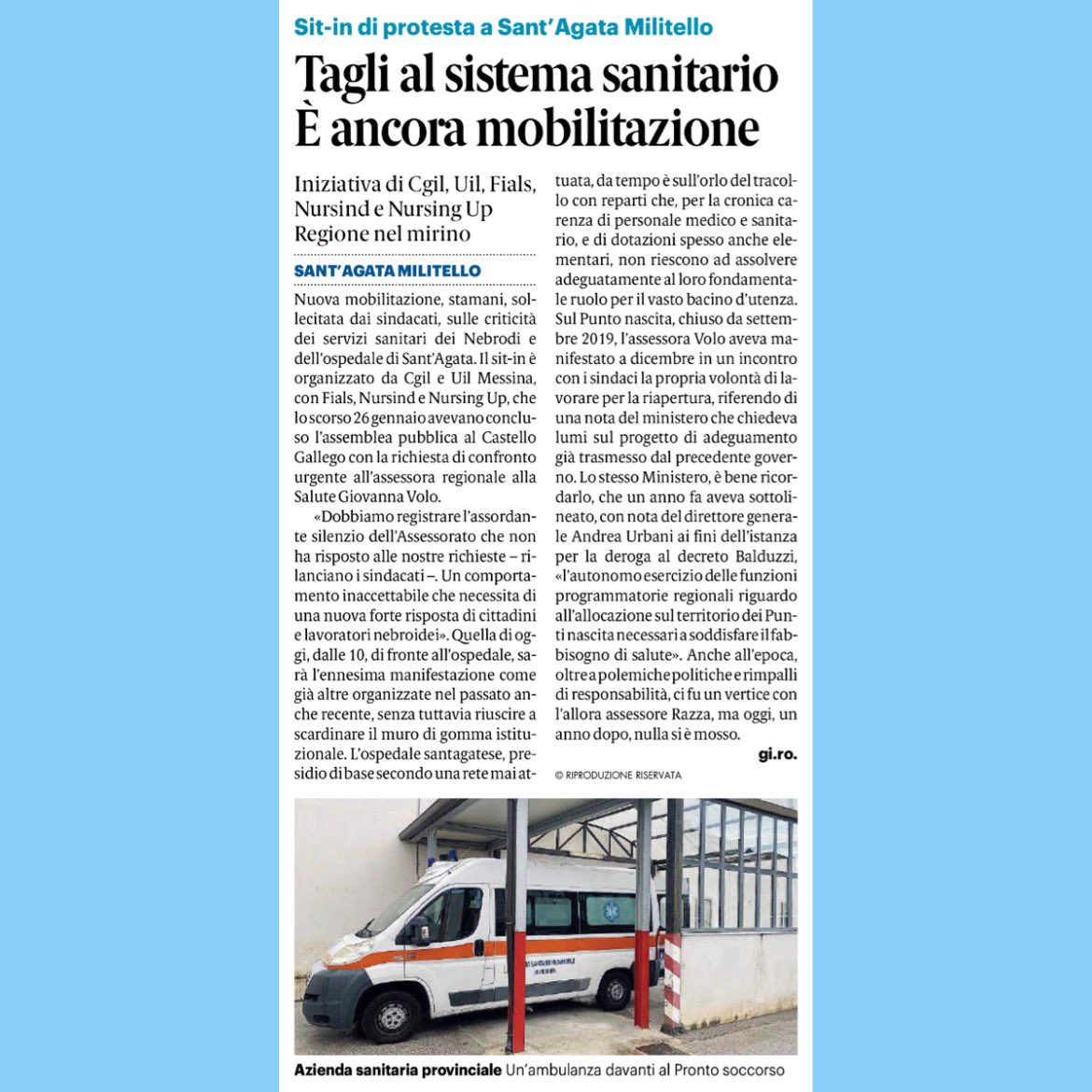 Gazzetta del Sud (4.3.23)
#uil #messina #ospedale #dirittoallasalute #santagatadimilitello #terzomillennio