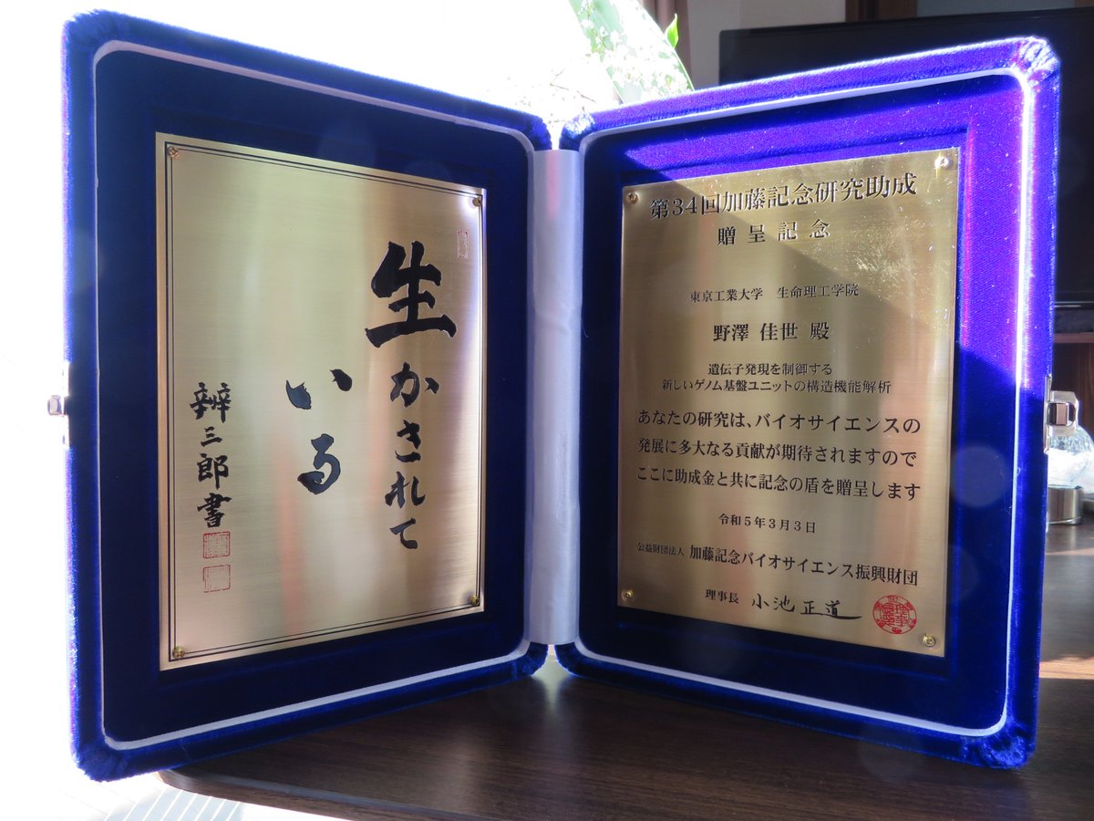 加藤記念バイオサイエンス振興財団の助成金に採択していただくことができました。ホントに「生かされてる」人生です。先週から新しい技術職員さんも加わり、良い成果で恩返ししたいです。