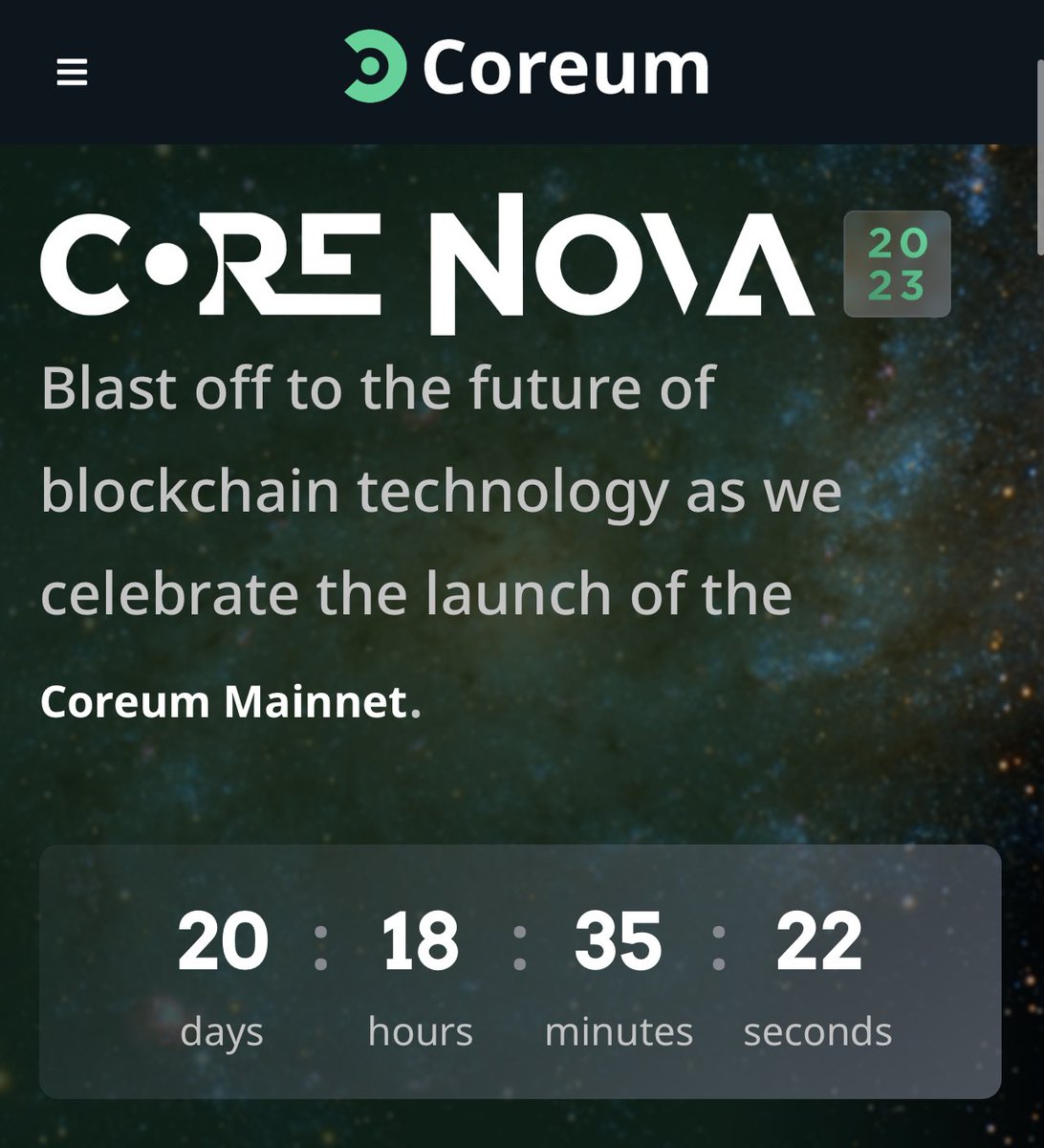 20 days! 🚀 #Mainnet  <a href="/CoreumOfficial/">Coreum</a>