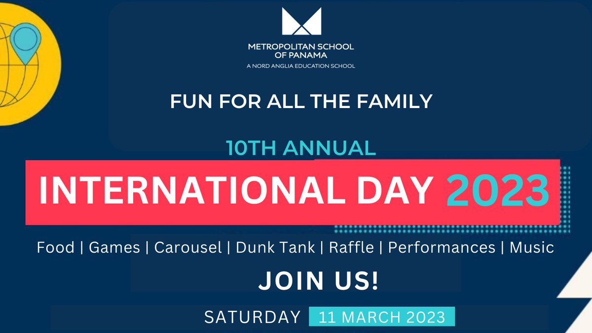 METSchoolPanama's tweet image. March 11: the countdown begins. Only 8 days until #METSchoolPanama 10th International Day!✨
Join us and our #METFamily for fun at the fair, performances & amazing food from the countries represented at the MET! 🌎
#NordAngliaEducation #CreateYourFuture #METmagicmoments