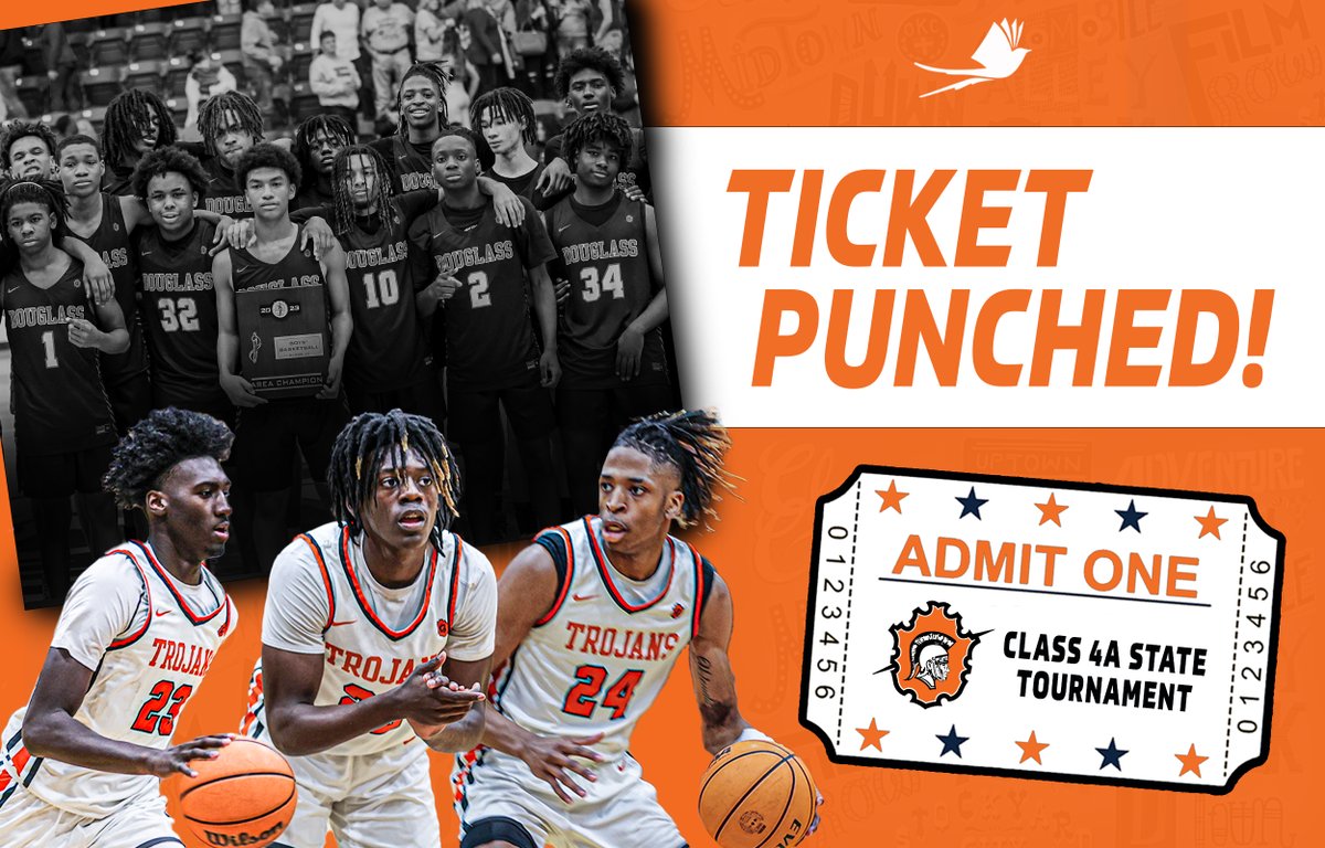 𝙏𝙞𝙘𝙠𝙚𝙩 𝙋𝙪𝙣𝙘𝙝𝙚𝙙 🎟

Congratulations to <a href="/DHSAthleticsOKC/">Douglass Trojans Athletics</a> for punching their ticket to the Class 4A State Tournament with a 48-38 win over Ada on Friday night!

The Trojans are headed to the "Big House"!

#OKPreps