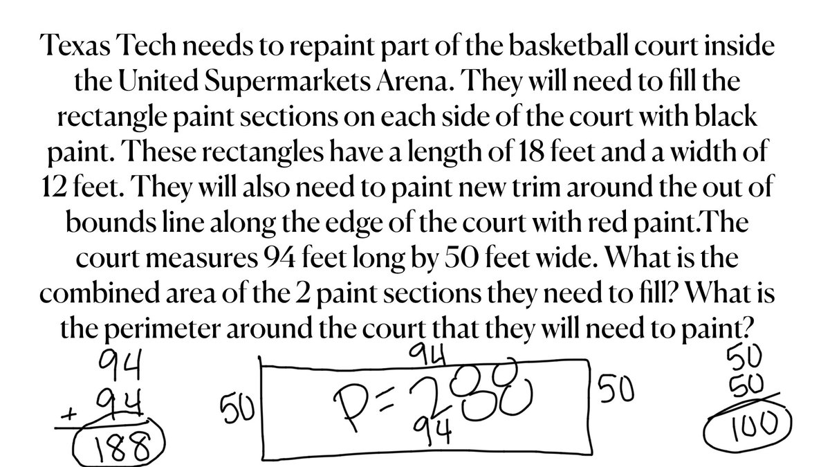 jessica_goree's tweet photo. Created an area & perimeter #numberlesswordproblem about @TexasTechMBB! I have a lot of @TechAthletics fans in my classroom (including me), so this was a fun one! I ❤️ being able to help Ss make those real world connections! #WEpirates #WreckEm https://t.co/NvJ3ArMAVU