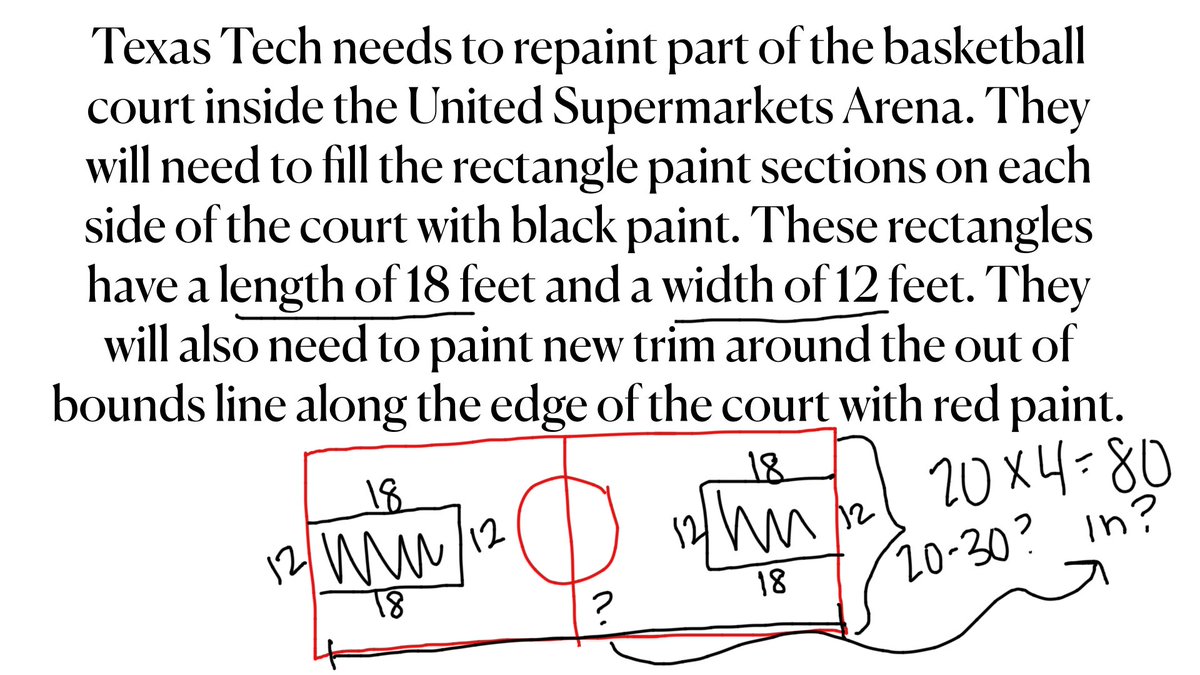 jessica_goree's tweet photo. Created an area & perimeter #numberlesswordproblem about @TexasTechMBB! I have a lot of @TechAthletics fans in my classroom (including me), so this was a fun one! I ❤️ being able to help Ss make those real world connections! #WEpirates #WreckEm https://t.co/NvJ3ArMAVU