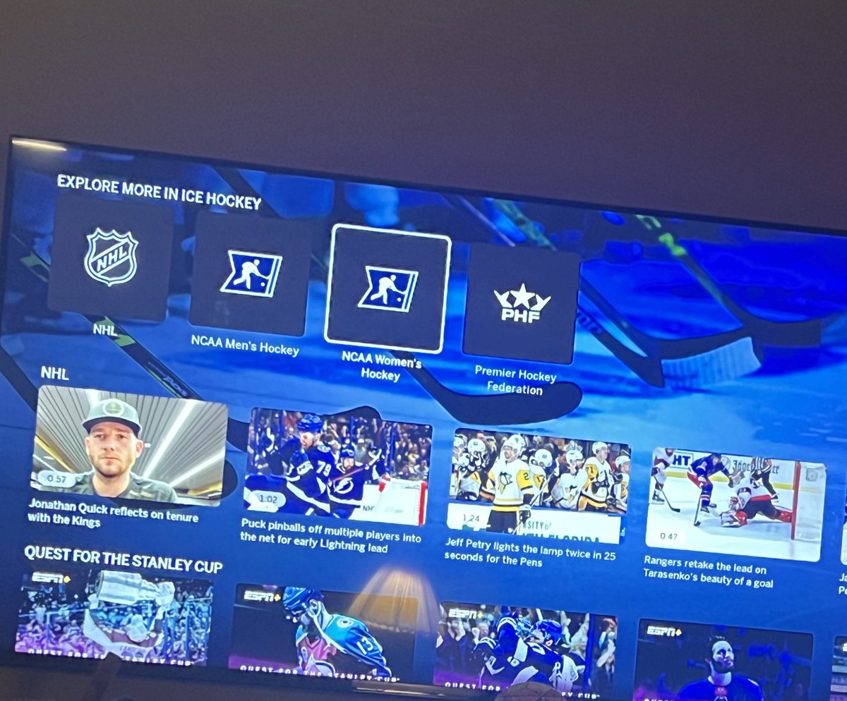 BosWomensSports's tweet photo. Finally we can select #phf on @espn instead of searching “pride” to watch @TheBostonPride 🥳 https://t.co/S3DO8KZ4dZ