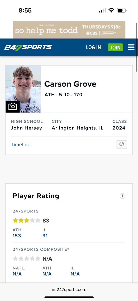 Thankful to be named a 3⭐️ by 247 Sports!

<a href="/PrepRedzoneIL/">Prep Redzone Illinois</a> 
<a href="/CoachBigPete/">Peter "Coach Big Pete" Leinweber</a> @Rivals_Clint <a href="/EDGYTIM/">Timothy “EDGYTIM” OHalloran</a>
<a href="/LemmingReport/">Tom Lemming</a> <a href="/TomLoy247/">Tom Loy</a> <a href="/AllenTrieu/">Allen Trieu</a> <a href="/Hersey_Football/">Hersey Football</a>