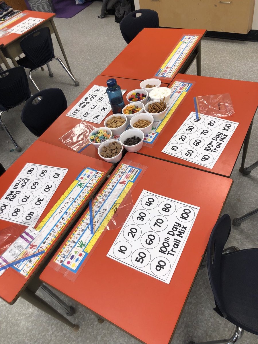 A few activities from our last week!! Green Eggs and Ham to celebrate Dr. Seuss’s birthday, and 100’s Day Trail Mix! My kinders have been busy 🍎