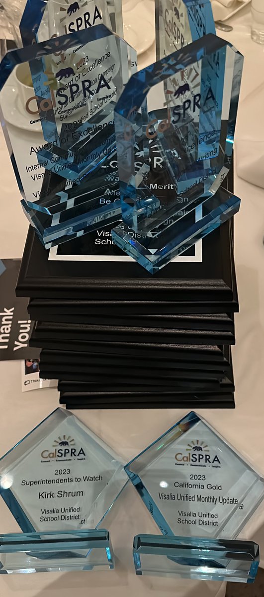 KirkShrum's tweet photo. While awards are nice (and we brought home 17! Including the Gold Award) what matters most is this team is highlighting all of the amazing things our kids and staff do everyday! I am beyond proud. @CalSPRA @visaliausd @Andre_Pecina @WaltaGamoian https://t.co/ngeOSdJKuB