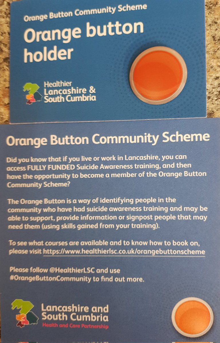 caroline1302's tweet image. Happy to say, Look what arrived today. Not happy its needed . Happy to get opportunities to keep upskilled and feel supported in making myself available to listen, support and signpost  anyone experiencing #mentalhealth crisis #everylifematters Thankyou #OrangeButtonCommunity