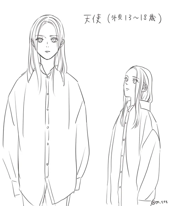 天使草案。服は画家のものを着る。 
