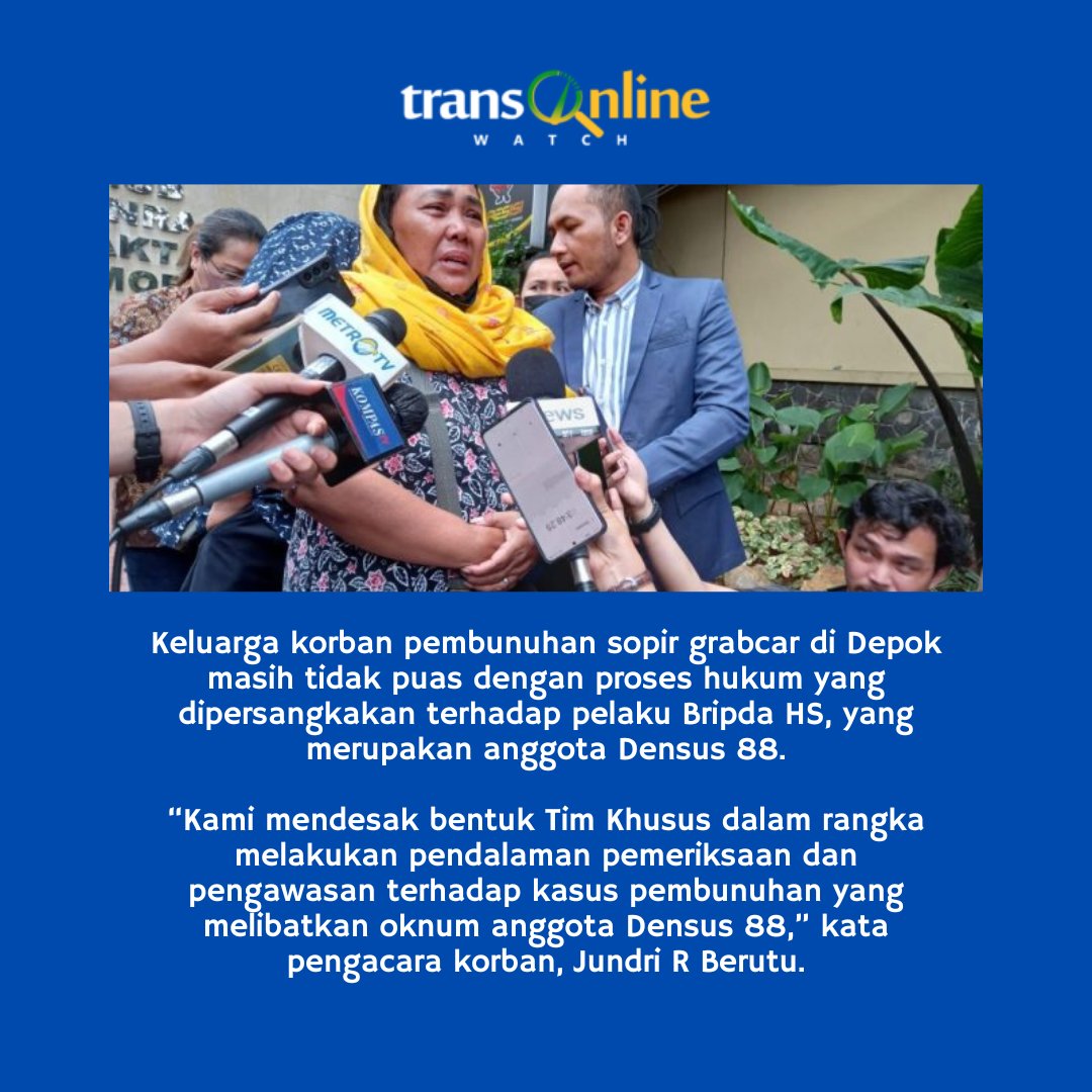 transonlinecom's tweet photo. Oknum Densus 88 Bunuh Sopir Taksi Online, Keluarga Korban Minta Gelar Perkara Ulang 

https://t.co/3AjtGkUstx https://t.co/USjizp4DCs