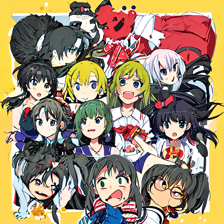 tsuda_jiro_n's tweet image. #桃太郎チャレンジ 
#stableDiffusionwebUI 
モデルはquattro4merge+iを使用。
歌詞は順番に1番から4番、ヘボン式ローマ字は外務省のホームページを参照。
ネガティブプロンプト無しの一発勝負でなかなかのカオスっぷり。