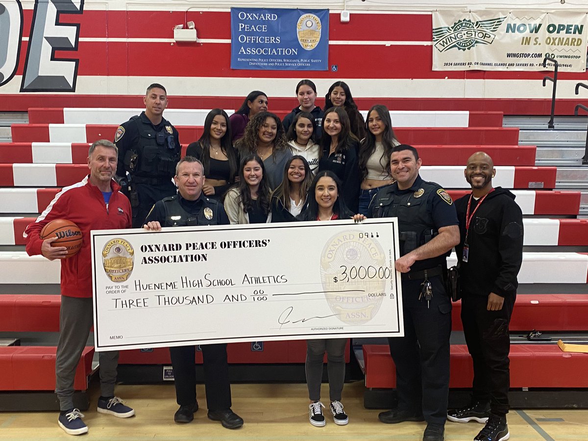 Thank you the Oxnard Peace Officers Association for showing support to Hueneme High Athletics (Boys and Girls basketball and softball).

#huenemehs
#weareoxnardunion
#herewecome