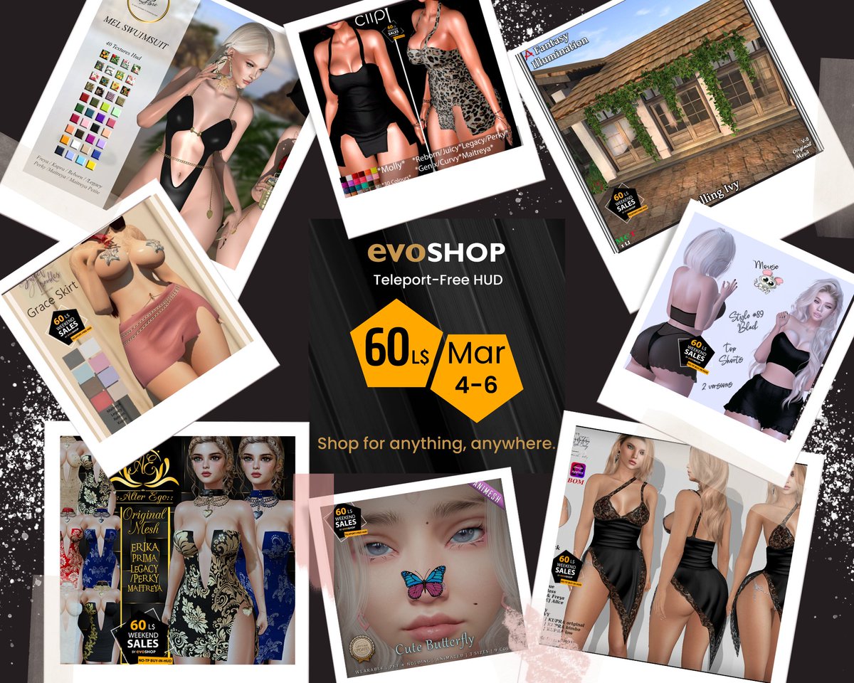 evoshop28's tweet photo. EvoShop Featured Weekend Sales Mar 4-6

See our featured items and more!

https://t.co/Gz82ZskFwX

Searching for landmark? Buy without teleporting in HUD:

https://t.co/ExbOUKVhAJ

#NoTP #BuyinHUD #TeleportFree #EvoShop #SecondLife https://t.co/hQsHKLQnUA