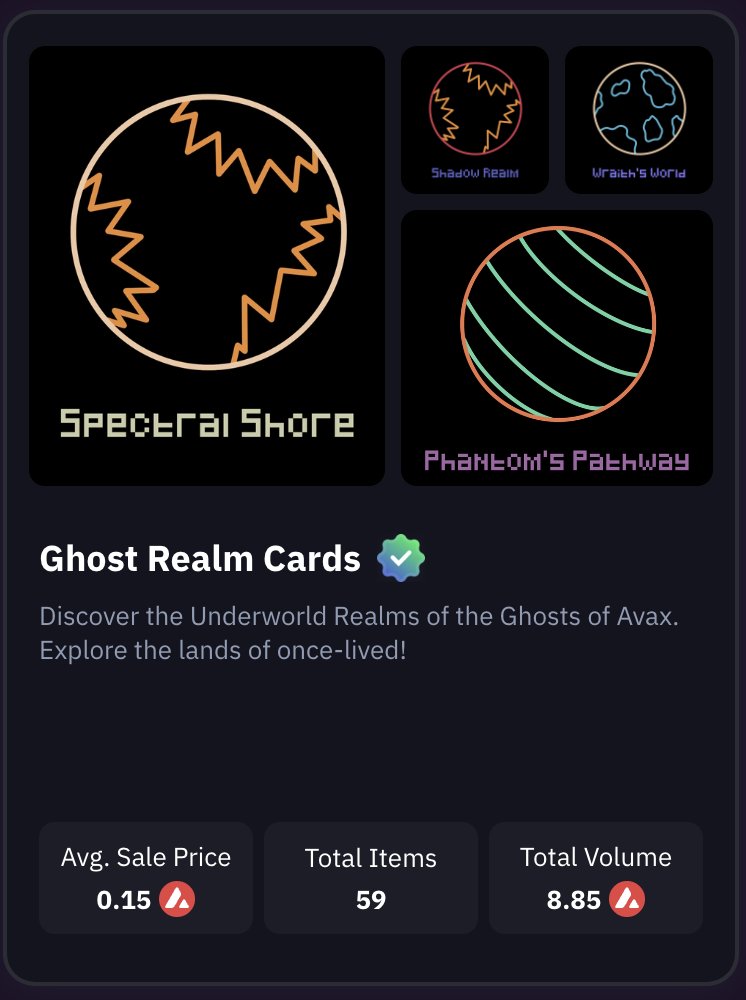 spacefullart's tweet photo. GM #Avalanche fam!
Let me give you an update about Ghost Realm Cards mint π»π»π»
-59/200 Ghost Realm Cards left
-Ghost Realm Cards collection verified on @salvor_io
Go get yours, for a chance to win a custom #GhostsofAVAX
#avaxnfts #NFTs https://t.co/Hlyhytp0Ic