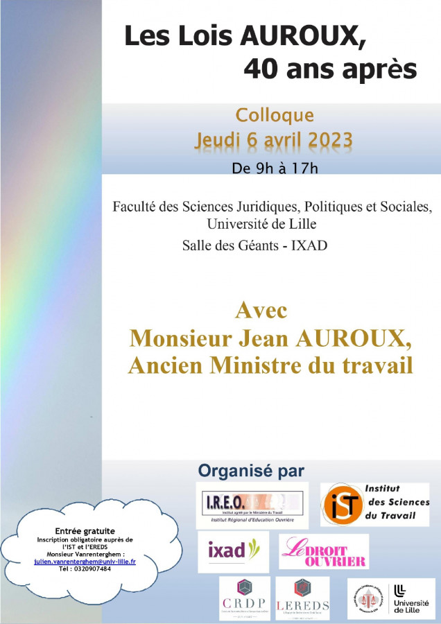 [Colloque] 06/04 | Les Lois Auroux, 40 ans après.  <a href="/IST_Lille2/">IST - Lille</a> <a href="/univ_lille/">Université de Lille</a> <a href="/FSJPS_Ulille/">FSJPS Ulille</a> <a href="/CRDP_univlille/">CRDP (ULR n°4487)</a> univ-droit.fr/actualites-de-…
