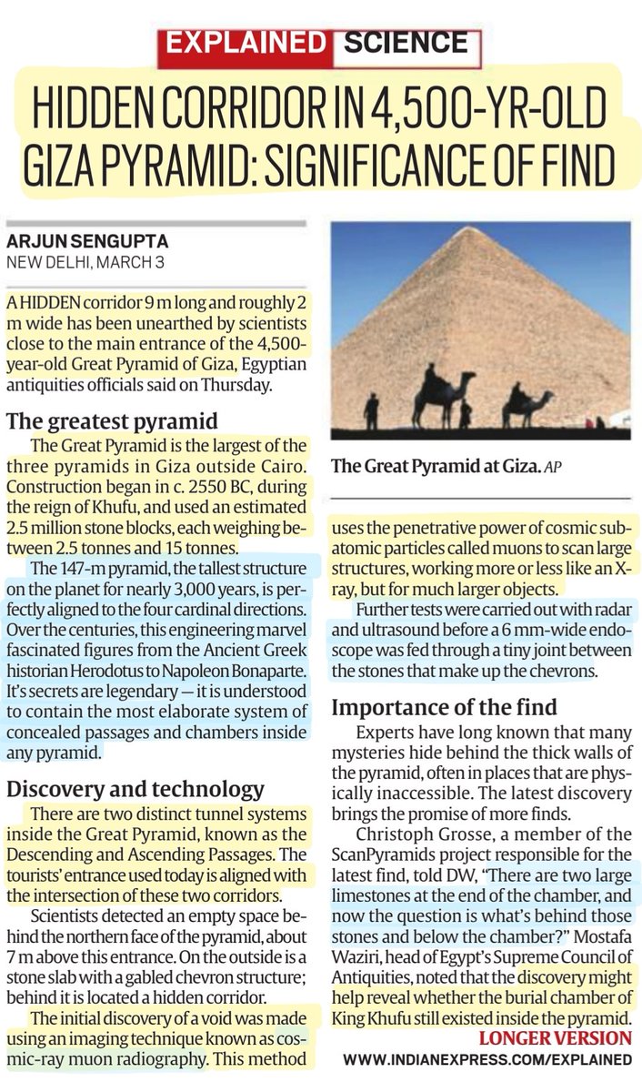imRavikantYadav's tweet photo. 'Hidden Corridor in 4500 yr old Giza Pyramid: Significance of find'
:Details

#GreatPyramid #Giza #Pyramid #GizaPyramid #Egypt

#UPSC #UPSCPrelims2023 #UPSC_Notes 

Source:IE https://t.co/JzqbmoHOTT