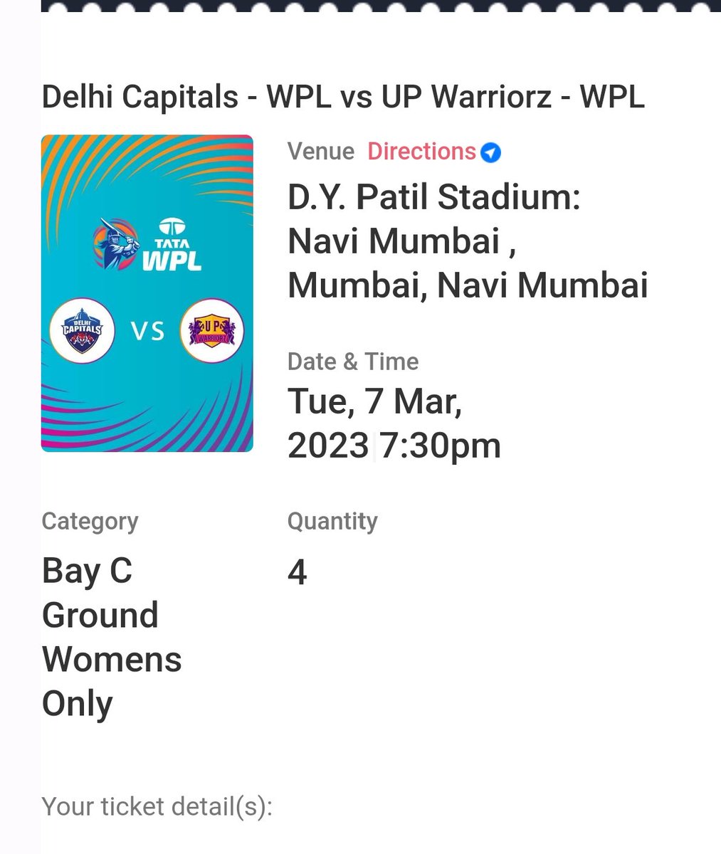 @seemabadiyasar 
As  I promised and tweeted regarding #WomenIPL match ticket 

Ticket received so please join us