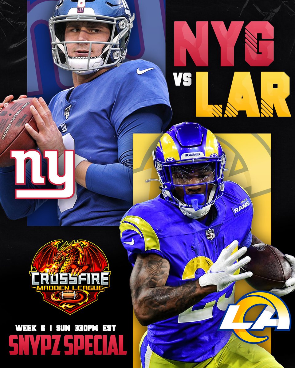 CrossfireLG's tweet photo. .@snypztv SPECIAL IS SET! 🔥 
@DeangeloCML_ v @EstradaCML
Sunday, 330pm EST! 🔥 

#FranchiseNation // #Madden23 #leaguecrawler @EAMaddenNFL @NeonSportz @FixCFM https://t.co/PKt31qXddZ