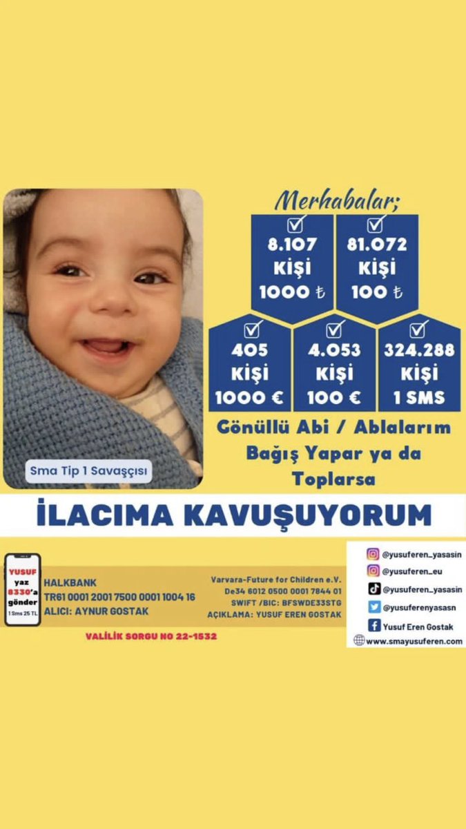 yusuferenkazand's tweet photo. Yaralarını armağan aldığınız her çocuğumuzun aydınlık yüzü olmak için var olan güzel insanlar.. 
yaşam hakkımı  verir misiniz bana ?
8.107 kişi 1000₺ yada 81.072 kişi 100₺ bağışlarsa kampanyam bitecek ve ben kazanacağım 🙏🏻 
#MerakAksener #meralhanım #hataydaicmesuyuyok https://t.co/D8DkUn5nW3