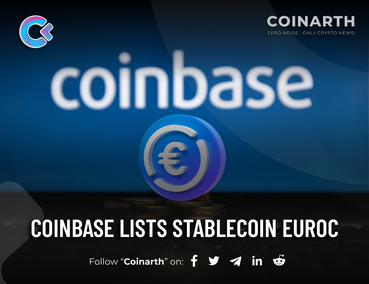 TheCoinArth's tweet photo. .#EUROC, the stabelcoin introduced by @circle has been listed on @Coinbase. EUROC is pegged to Euro & is fully backed by equivalent amount in EUR-denominated accounts. It also ppears to be the first Euro stablecoin to be fully supported by #Coinbase.
#Coinarth #Stablecoin https://t.co/YwTzcMT6Tt
