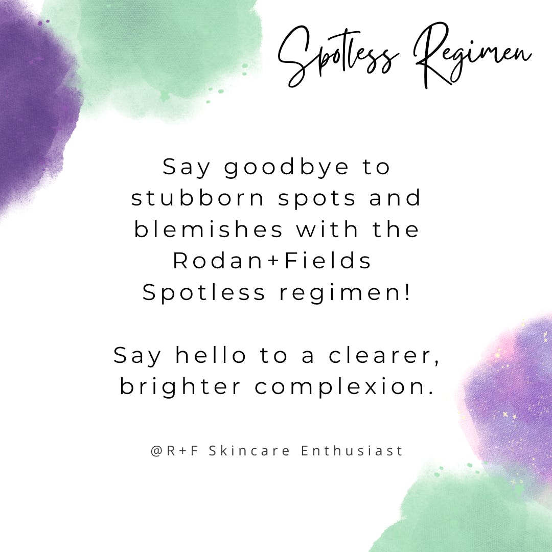 RFSkincareEnth1's tweet image. Say goodbye to stubborn spots and blemishes with the Rodan+Fields Spotless regimen! Say hello to a clearer, brighter complexion 💫
#RodanAndFields #SpotlessSkin #ClearComplexion
