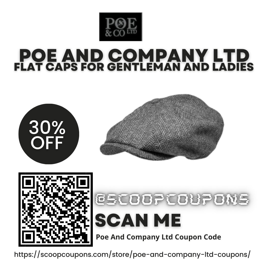 dansmith211011's tweet image. Flat Caps For Gentleman and Ladies - Poe And Company Ltd
#PoeAndCompanyLtd #FlatCaps #OnlineShopping #Coupon #Deals #Offers #Discounts #PromoCode
Scan the QR Code to get the best offers and deals, just apply Poe And Company Ltd Coupon Code.
scoopcoupons.com/store/poe-and-…
