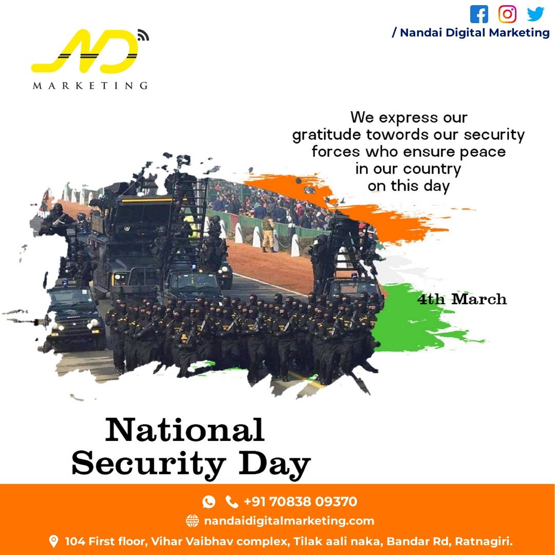 DigitalNandai's tweet photo. National Security Day 💂🏻‍♂️
    - नंदाई डिजिटल मार्केटिंग
.
.
.
#nationalsecurityday #security #securityfirst #staysafe #protection #forces #peace #nandaidigitalmarketing #ndmarketing #marketingagency #NDmarketing #digitalmarketing #advertising #marketing #likesforlikes #trending https://t.co/XiXZ8Z2Z56