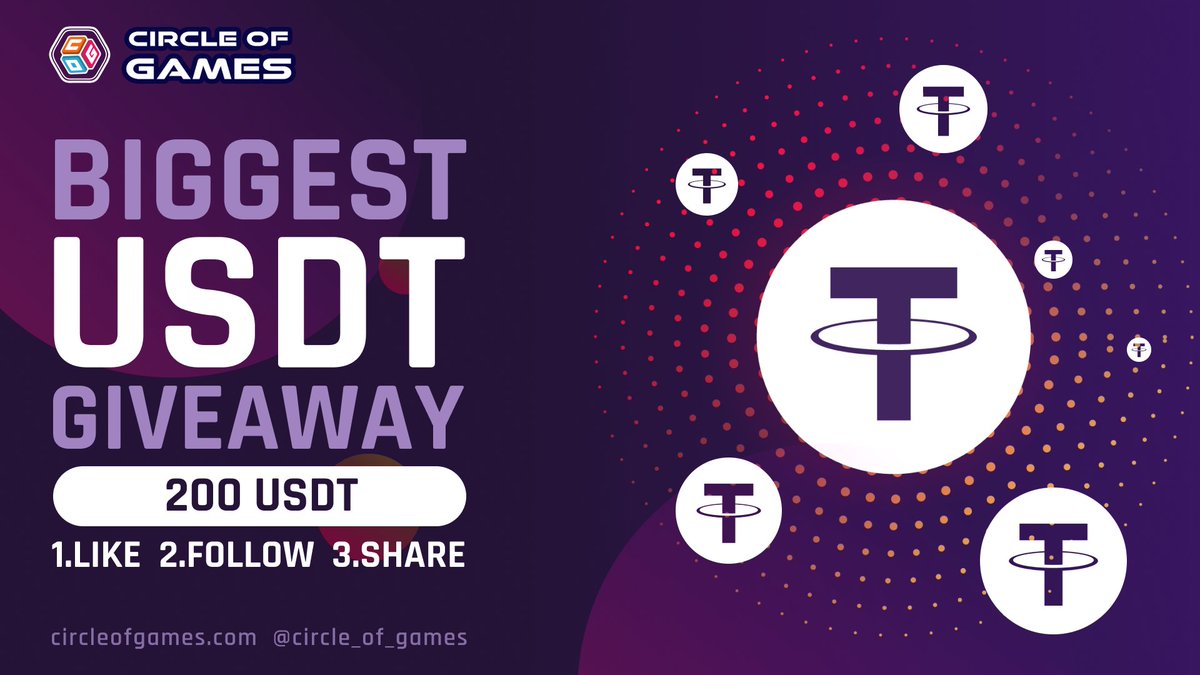 Circle_of_Games's tweet photo. 🌟#COG Biggest #Giveaway
🎁Total Prize - $200 USDT

✅Download COG App - https://t.co/gkc8rc1Fno
✅Follow @Circle_of_Games 
✅RT &amp; Tag 5 friends
✅Post a screenshot of the app home page in the comment section with #circleofgames

#Giveaway #USDT #Airdrop #blockchain #web3 #ETH https://t.co/qSKMN4LOaC