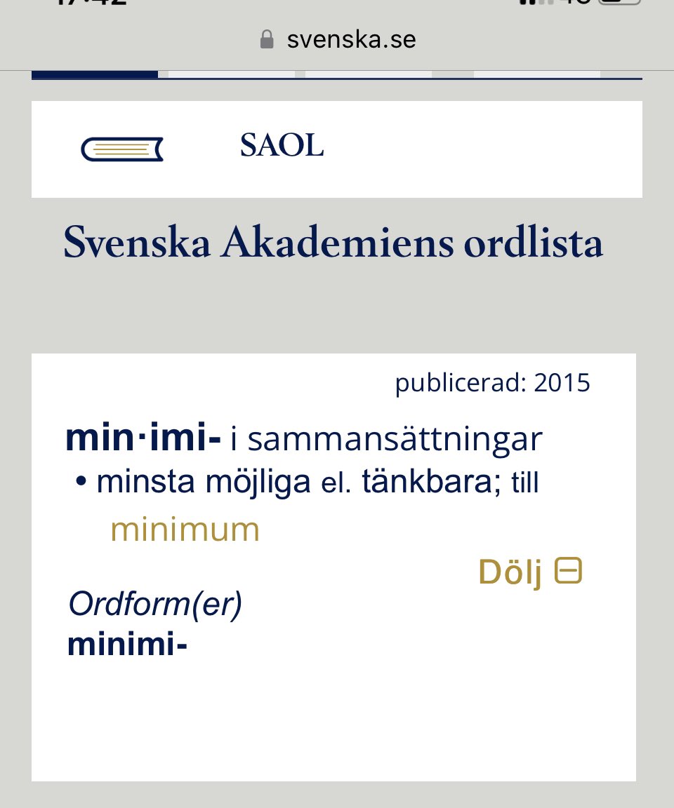 Det verkar råda tvivel från Tidöpartierna sida (<a href="/moderaterna/">Moderaterna</a> <a href="/kdriks/">Kristdemokraterna</a> <a href="/liberalerna/">Liberalerna</a> och <a href="/sdriks/">Sverigedemokraterna</a>) vad som menas med miniminivå. 
Enligt SAOL betyder minimi minsta tänkbara.

#vapendirektivet #överimplementering