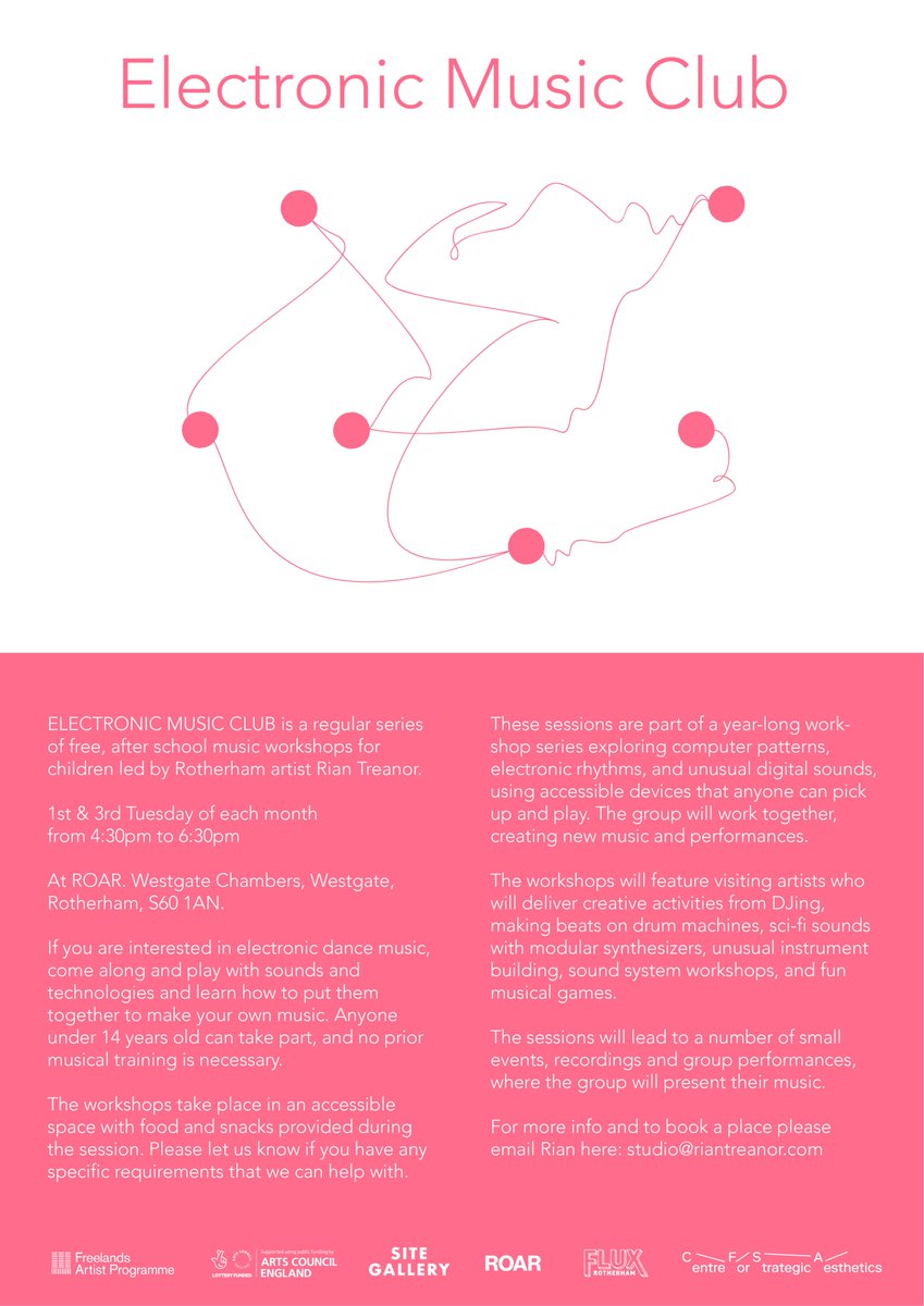 I'm starting a series of free music workshops for kids in Rotherham on 21st March. Invited loads of amazing artists to do sessions over the next year

Please share this invite if you know anyone who might like to take part or to book a place email here : 

studio@riantreanor.com
