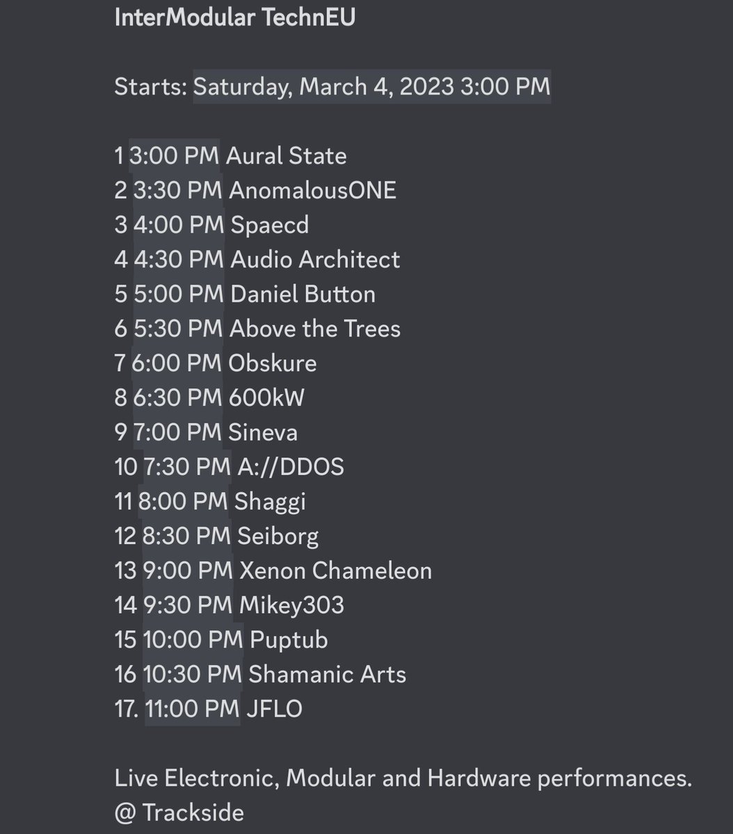 jflobeatbox's tweet photo. Don't forget tonight #InterModular TechnEU event. @VRChatPartyHub @MusicIntermodal These are EST time slots, A virtual space bringing together some of the best live/modular artists together. Every artist featured is a live electronic musician. I look forward to seeing you there! https://t.co/l58skq19zW
