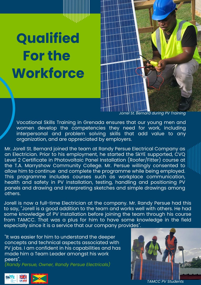 TVET certificates make a difference when employers value it because they know that these graduates bring beneficial competencies to their business. A Grenadian Employer has seen this value with an employee who completed certificated training funded by SkYE skyecaribbean.com