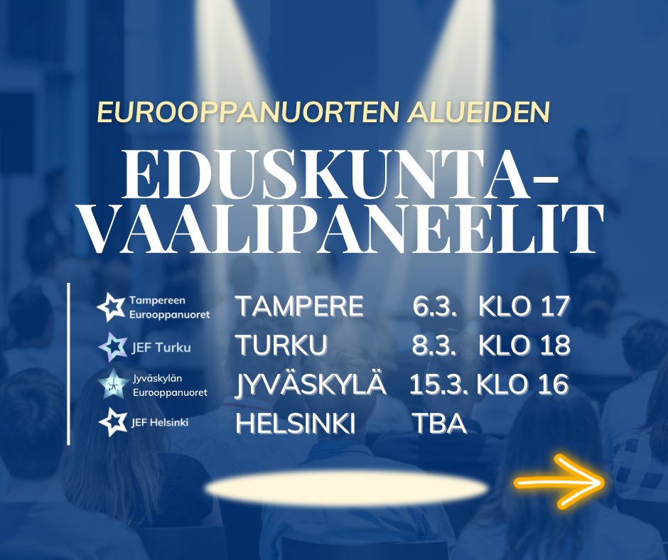 Löydä alueesi edustakunvaalipaneeli!

Eurooppanuorten aluejärjestöt järjestävät paneelit seuraavissa kaupungeissa: