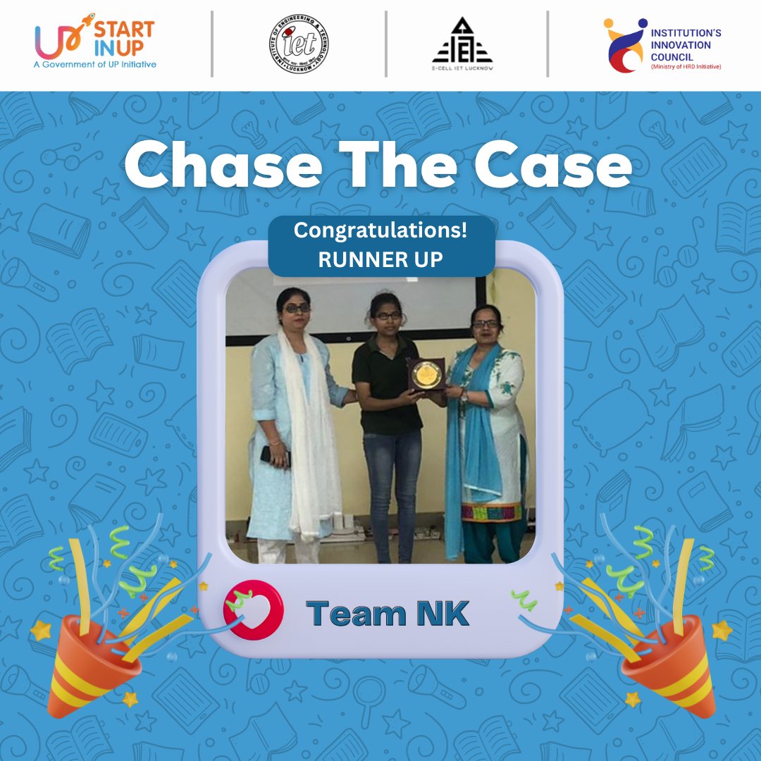 NNFIET's tweet image. CHASE_THE_CASE at @iet_lucknow
Final round Winner #Team_Hellfire
#Runner_UP #Team_NK
Congratulations to both team &amp;amp; best wishes to other teams of final round.
We would be happy to mentor &amp;amp; support to your novel idea.
#Entrepreneurship #Entrepreneur 
#startups @ErAshishSPatel