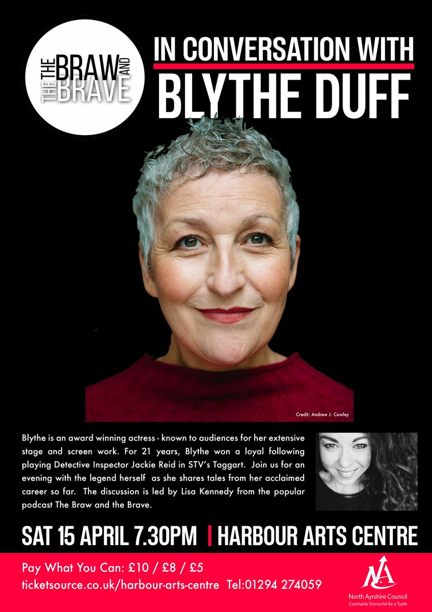 📅 Just announced : Blythe Duff in Conversation @HACIrvine this April. Tickets onsale ticketsource.co.uk/harbour-arts-c…