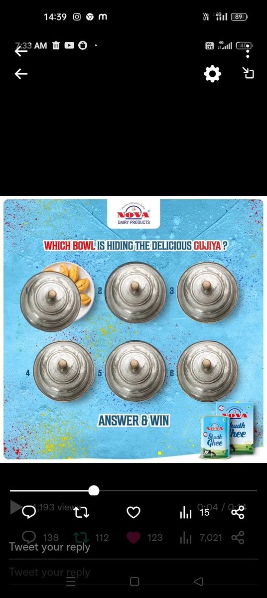 @novadairy BoWL 1 DeaR TeaM @novadairy 
#GuJiYa #HoLi #GHeE #NoVaGHeE 
#CoNTeSTALeRt 
@MONA_VALLECHA @AnchalMoolchan3 @JyotiTalreja22