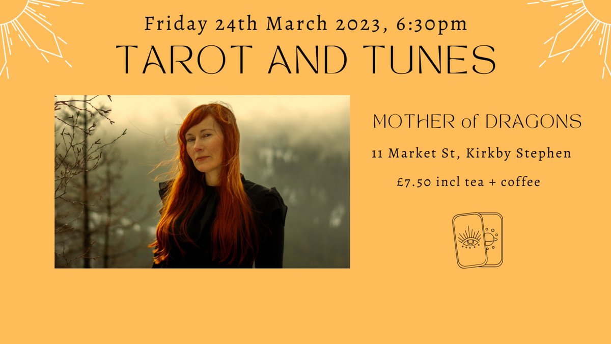 I am so excited to share my first concert of 2023 with you! I am preparing a 30 min set for this event. Easy does it.

TAROT AND TUNES - A magical evening of music, meditation and tarot to welcome in the Spring.
facebook.com/events/1681064…

#kirkbystephen #TarotReading #Cumbria