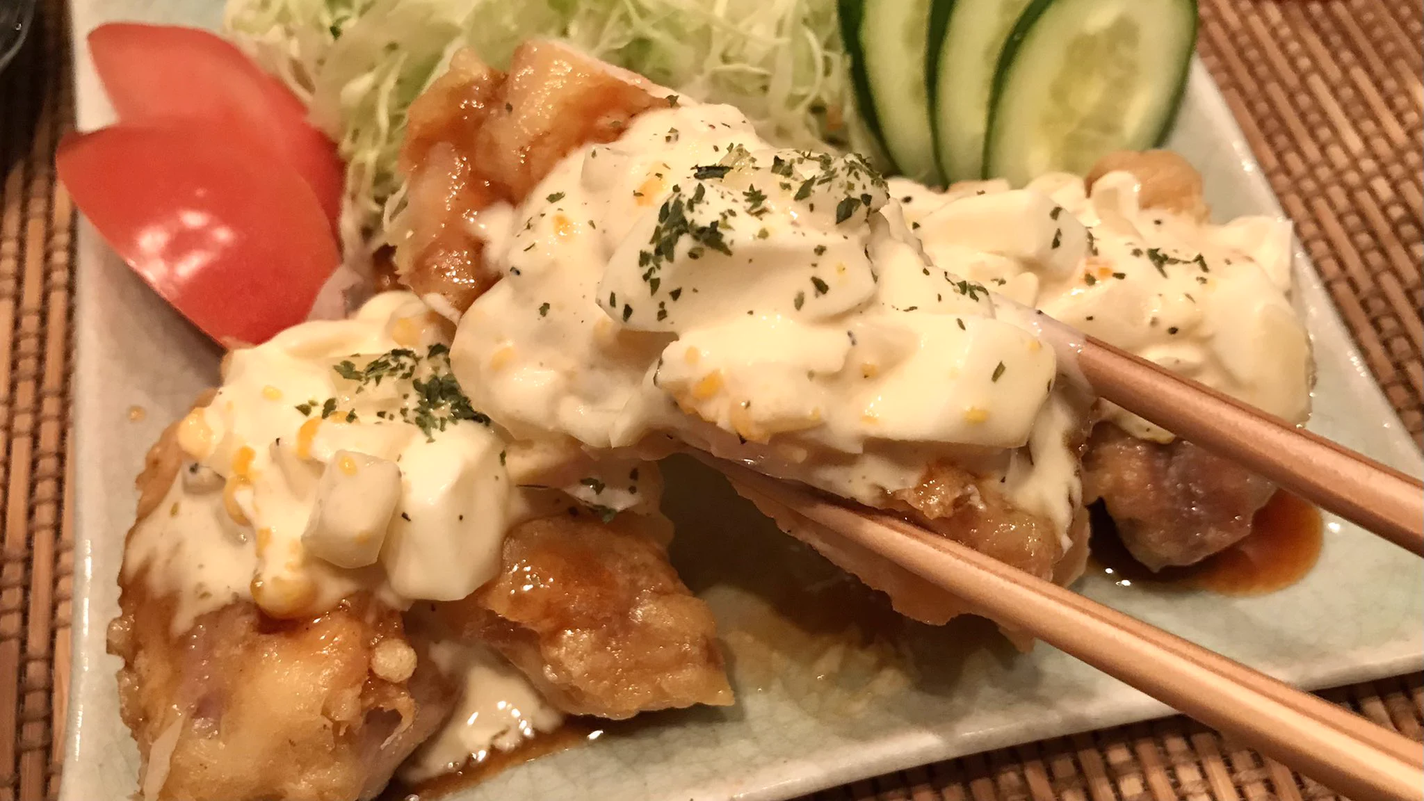 何度も試したお気に入り！使う油はたったの大匙1『揚げないチキン南蛮定食』