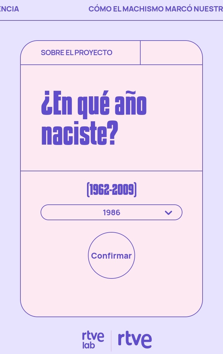 Aquesta web està molt bé: si poses l'any del teu naixement, et diria quins missatges masclistes vas rebre a través dels mitjans, les sèries o productes culturals durant la teva adolescència. Molt interessant
lab.rtve.es/8m-machismo-ad…