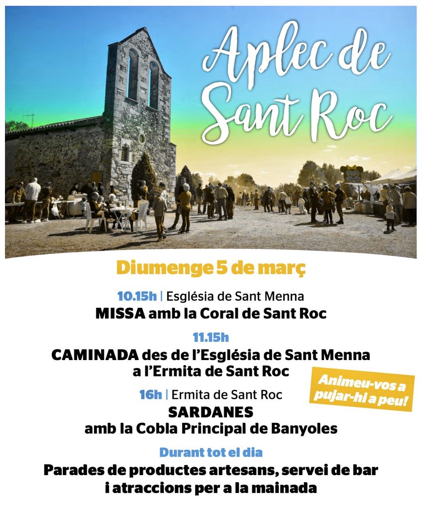 rvilablareix's tweet photo. Dema, diumenge 5 de març, celebrarem el nostre aplec de Sant Roc, al nostre poble de Vilablareix. Us animem a pujar-hi a peu. Que tingueu un molt bon cap de setmana. Salut i molta ràdio! 107.5 FM 📻 (Girona) https://t.co/JEKIaxm955
