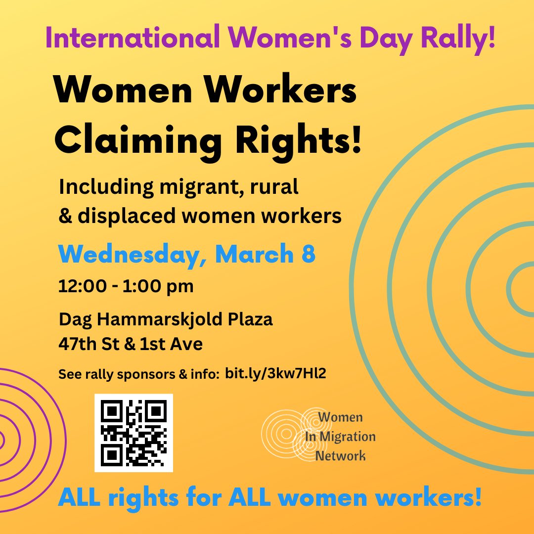 International Women’s Day Rally on International Women’s Day 2023 at the United Nations CSW! Join us to lift up the human rights of ALL women workers around the world. Register: eventbrite.com/e/women-worker…