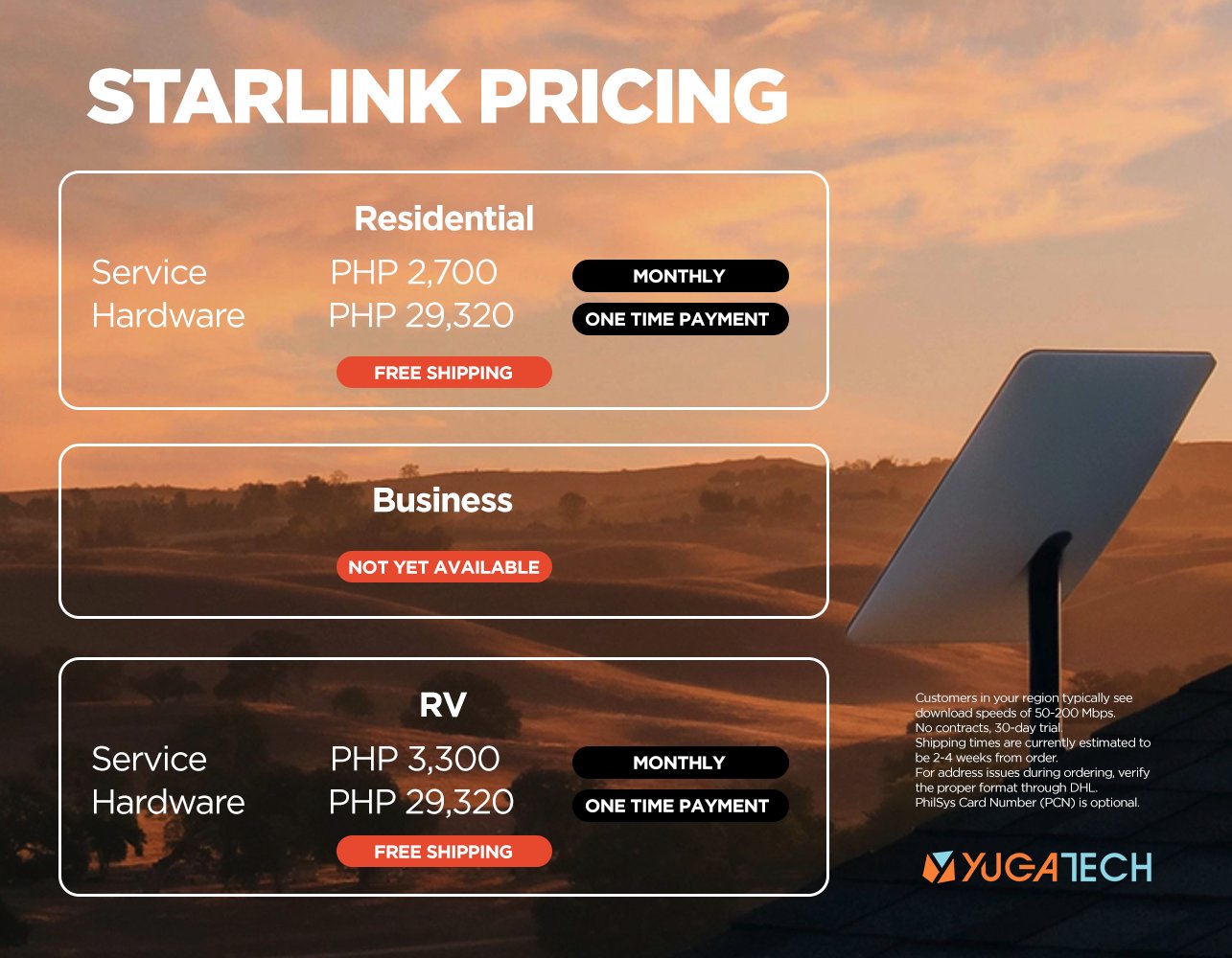 YugaTech on Twitter "Starlink Pricing in the Philippines https//t.co