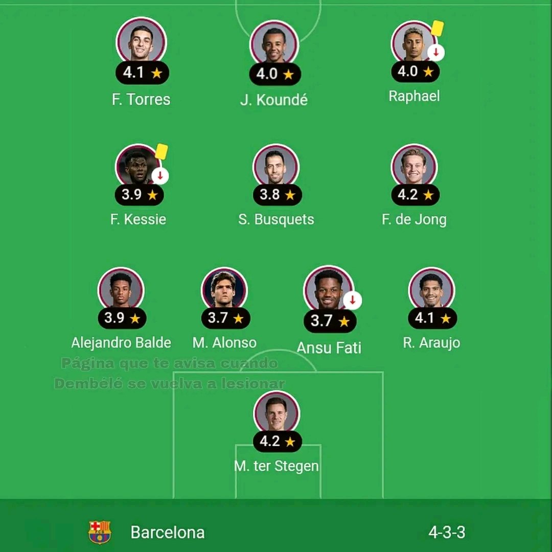 Xavi para mañana saldría más o menos así