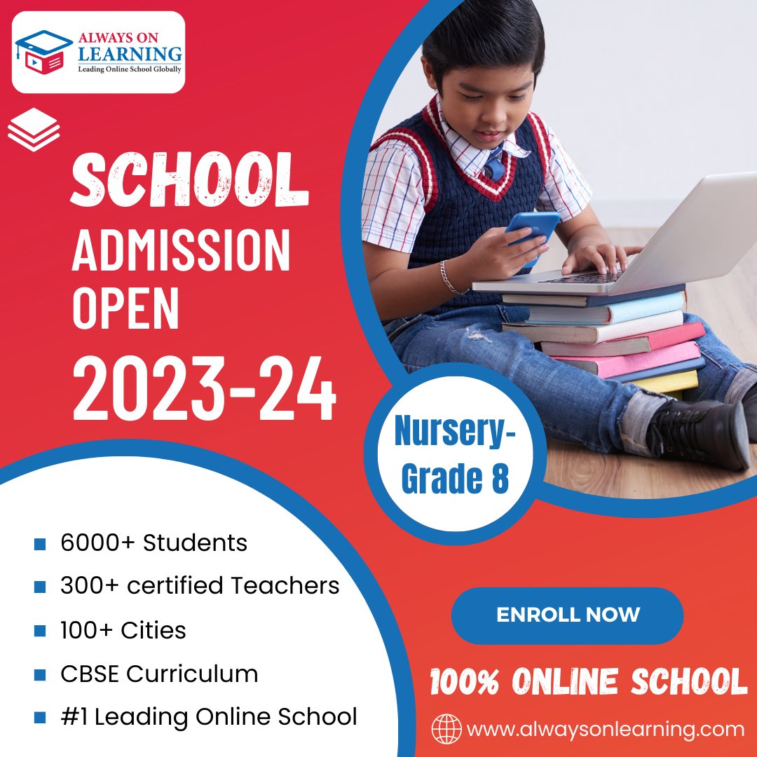 SchoolAol's tweet photo. Start your child's academic journey with us! Our online school is now open for admissions from Nursery to Grade 8, following the esteemed CBSE Curriculum. Give your child the best education from the comfort of your home. 
Visit https://t.co/XvqNnePf7S to enroll
#onlineschool https://t.co/buB2FXVAAB