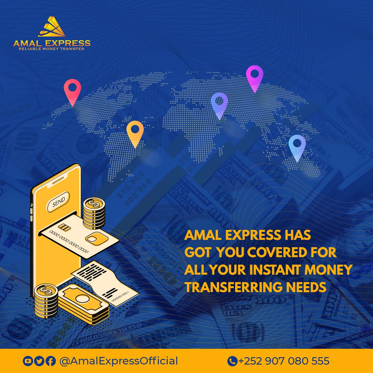 AmalExpressHQ's tweet photo. "Amal Express waxa ay kuu dabooshay dhammaan baahiyahaaga xawilaadeed"
#amalexpress
#yourremittance
#adeegiyoamaano https://t.co/UuYtHWlRGX