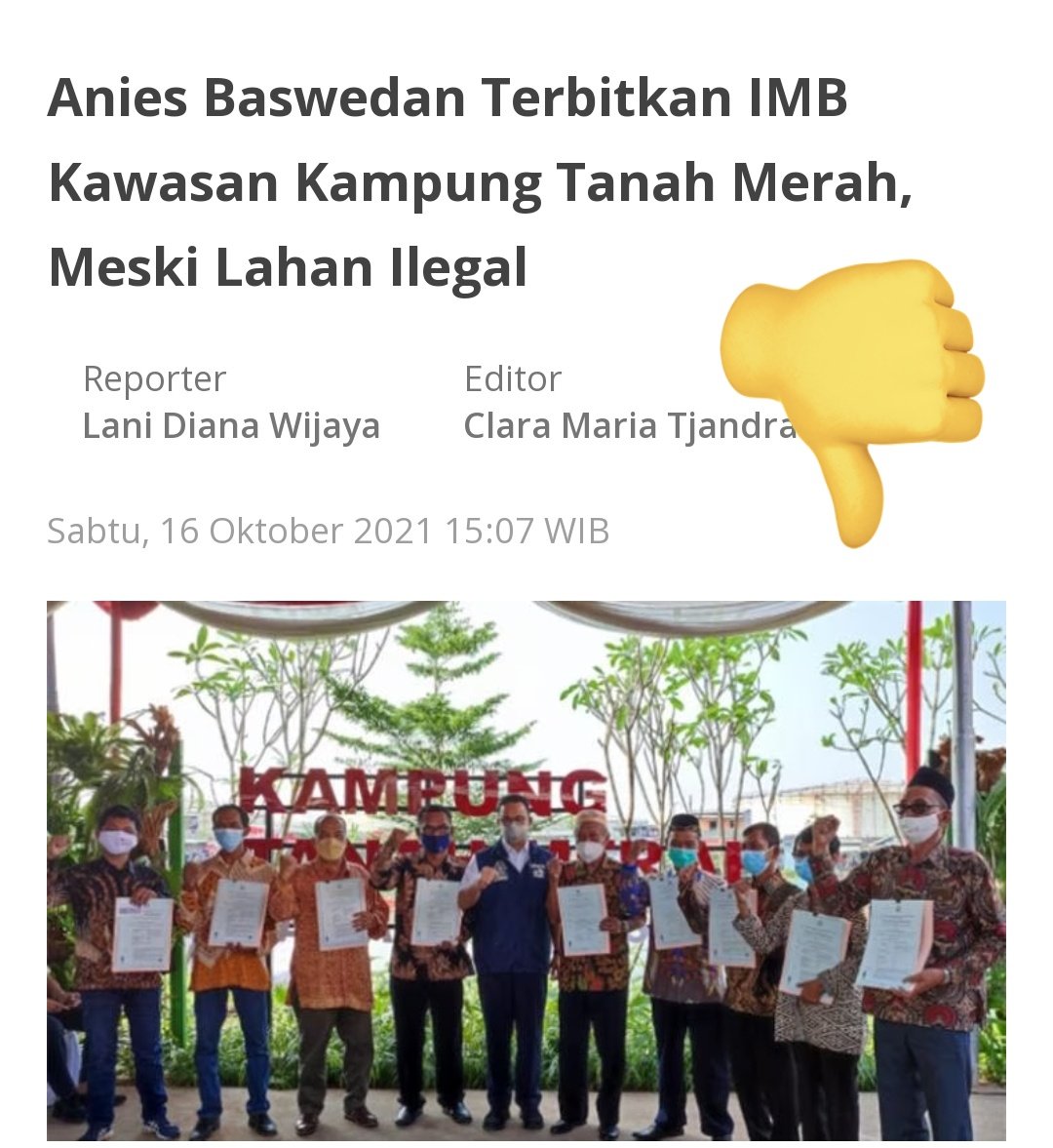 Anies menabrak hukum demi pencitraan, akhirnya sekarang 17 orang tewas. 

Anies harusnya memindahkan mereka bukan malah kasih IMB. Anies sudah cocok dibilang penjahat kemanusiaan.