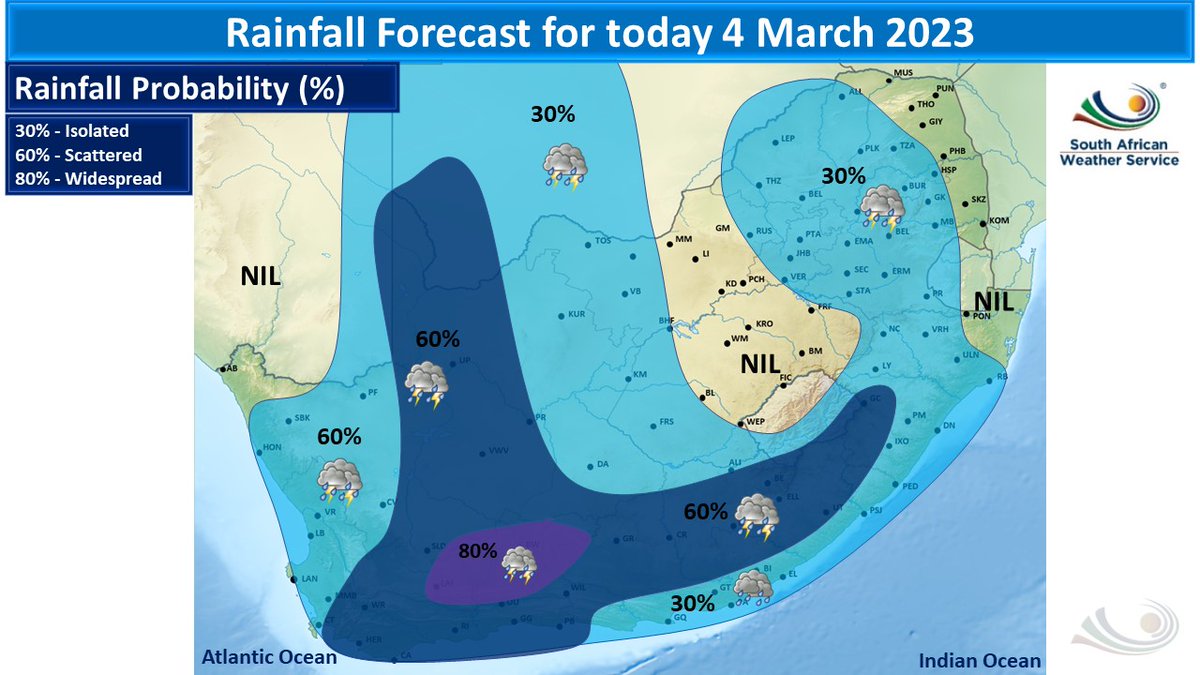 SA Weather Service on Twitter "Rainfall forecast for today 4 March 2023."