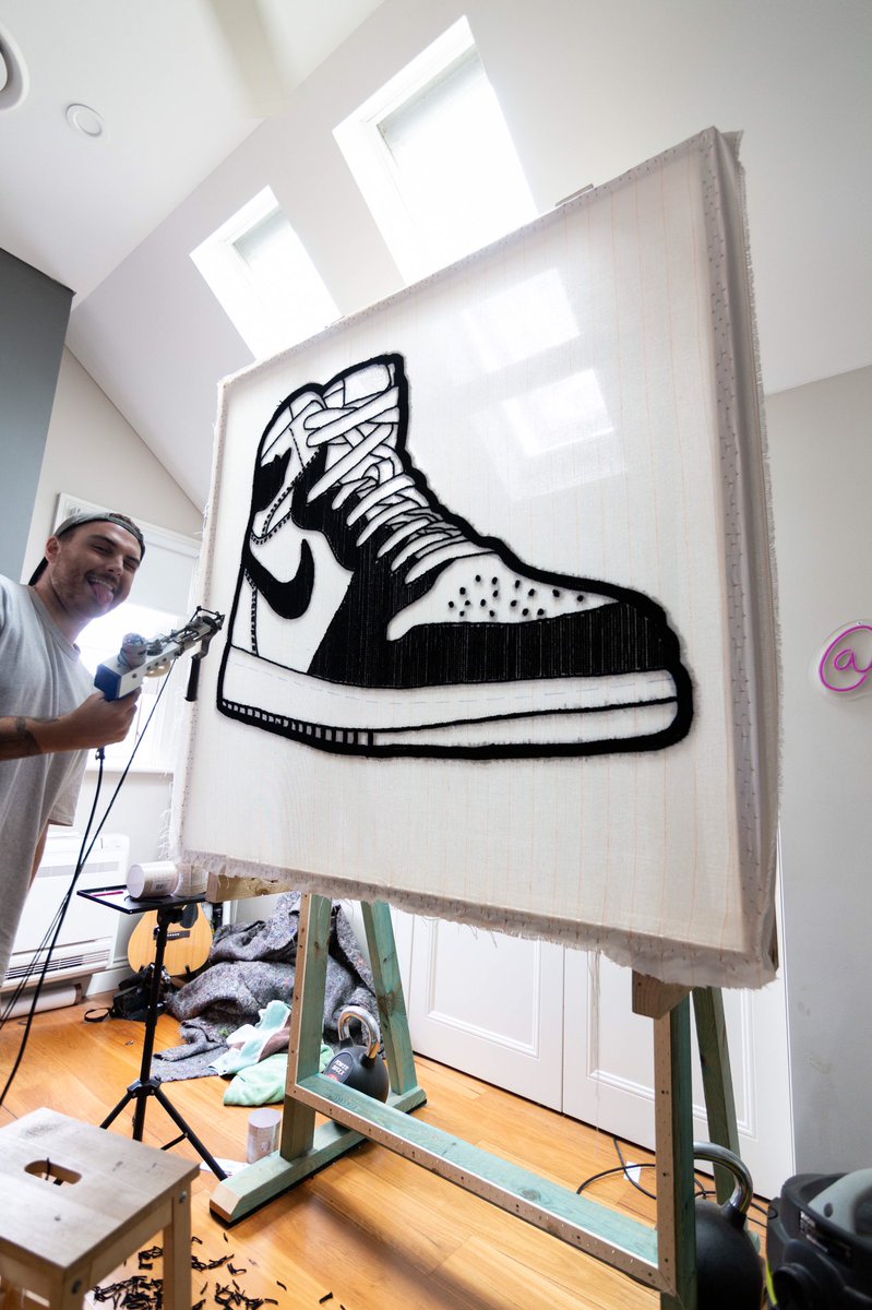 TuftOFF's tweet image. What Jordan 1 colour way do you think this is going to be?!?!

#customrug #tuft  #tufting #nike #AirJordan1