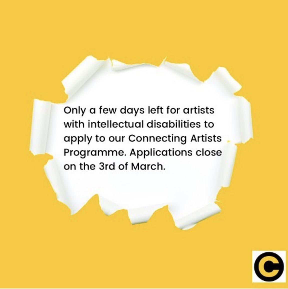 Connections_CAC's tweet photo. Last Day 2day!! Best of luck ๐ค๐ #ConnectionsArtsCentre #CAC23 #ConnectingArtists23
#CallforArtists #ArtProgrammes #DisabilityArts
#Disabilitlreland #ArtistswithDisabilities #ArtExhibitionDublin #DublinArtsCentre #DisabilityAdvocate #DisabilityAwareness
#SociallyConciousArt https://t.co/NKfwHgi6gT